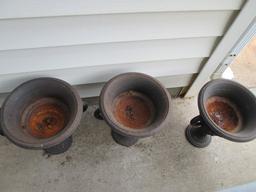 Three 14" Cast Iron Urns