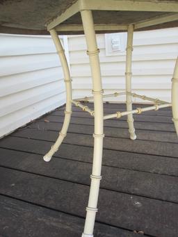 Round Fiberglass Table with Metal Bamboo Look Legs