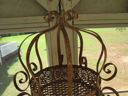 Painted White Wrought Iron Bird Cage