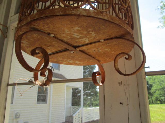 Painted White Wrought Iron Bird Cage