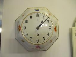 Porcelain Octagonal Bowl 8 Day Clock and Enamel Quartz Clock