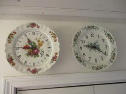 Two Round Porcelain Quartz Plate Clocks