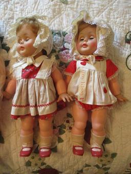 Two Ideal Tiny Kissy Dolls, 1971 Yawning John Doll and Two 1940's Ideal