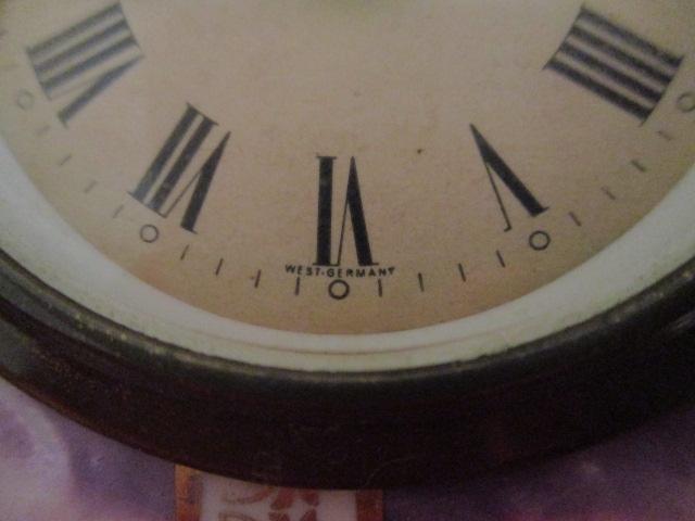 Vintage Porcelain Wind-Up Table Clock with Victorian Scene