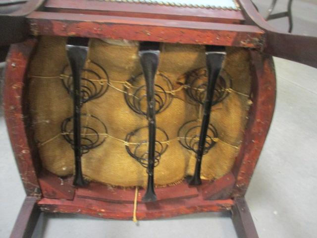 Antique Blue Leather Seat & Back Ball & Claw Feet Chair w/nailheads