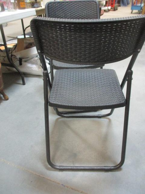 Folding Wicker Look Chairs (Lot of 2)