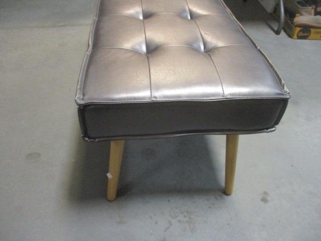 Silver Faux Leather Covered Bench