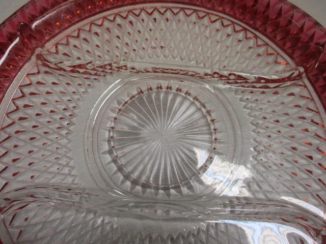 Indiana Glass Diamond Point Water Goblet & Divided Platter