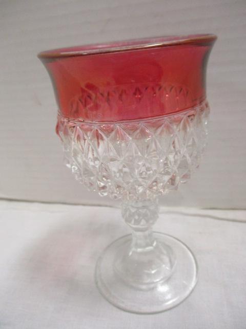 Indiana Glass Diamond Point Water Goblet & Divided Platter