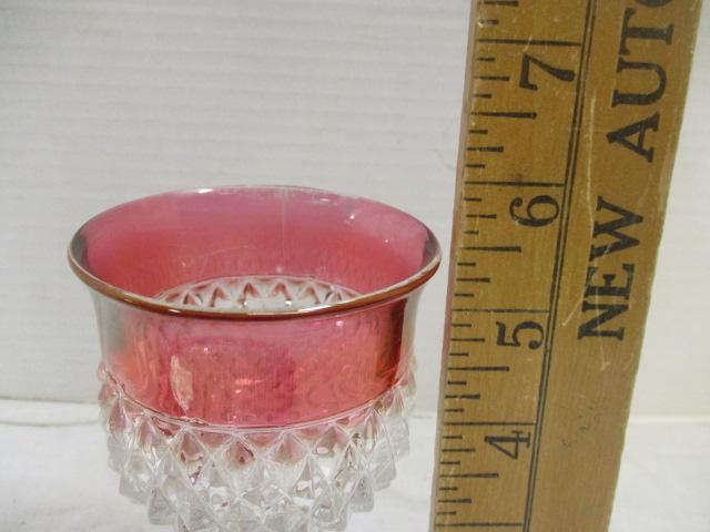 Indiana Glass Diamond Point Water Goblet & Divided Platter