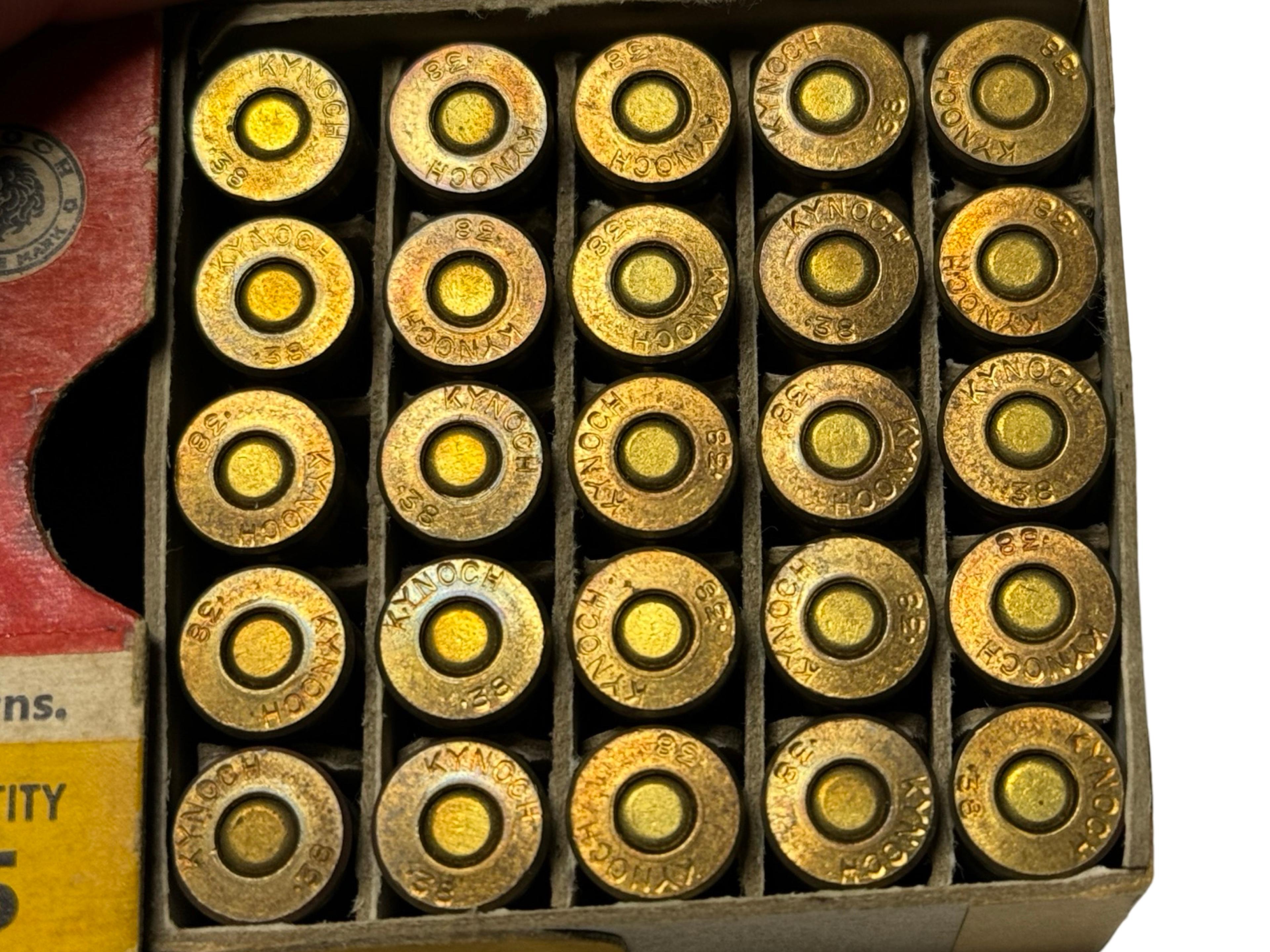 NIB Factory 25rds. of .38 AUTOMATIC 130gr. Solid Kynoch Ammunition