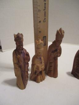 Carved Wood Nativity Figure Set