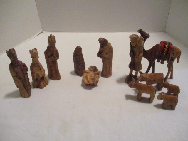 Carved Wood Nativity Figure Set