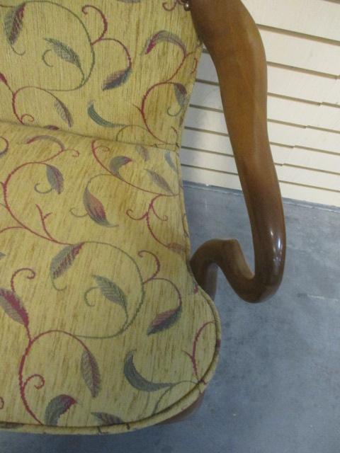 Vintage Upholstered Arm Chair Queen Ann Style