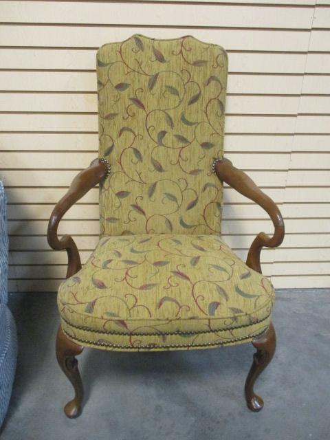 Vintage Upholstered Arm Chair Queen Ann Style