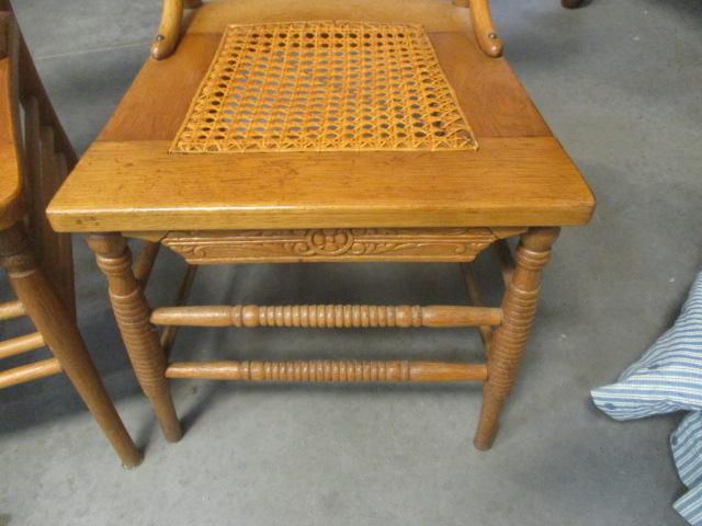2 Cane Seat Chairs & 1 Spindle back Cane Seat Chair