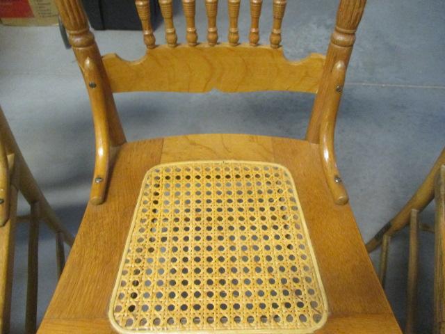 2 Cane Seat Chairs & 1 Spindle back Cane Seat Chair