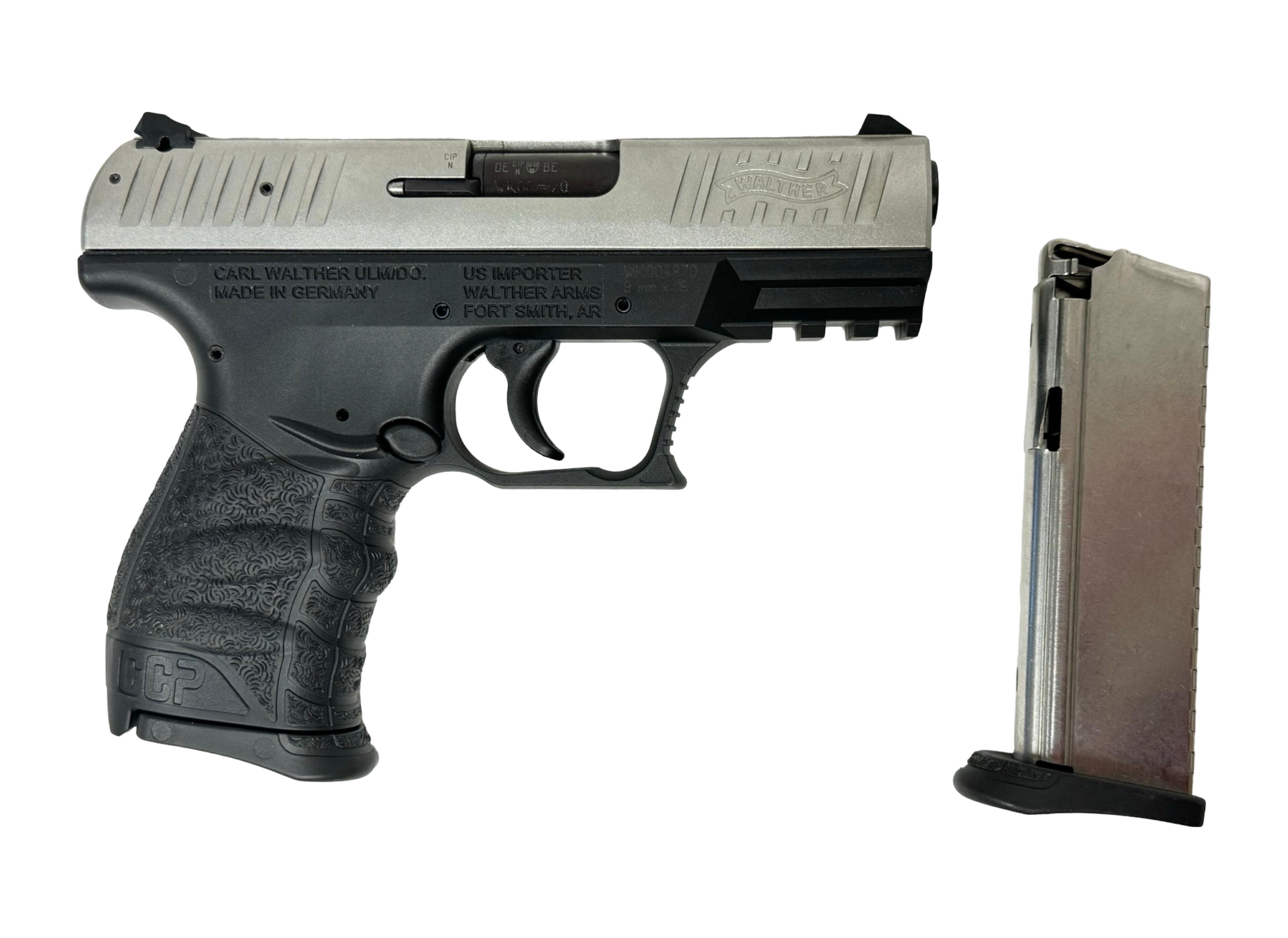 Excellent Walther CCP 9mm LUGER Semi-Automatic Stainless Two-Tone Pistol with (2) Magazines