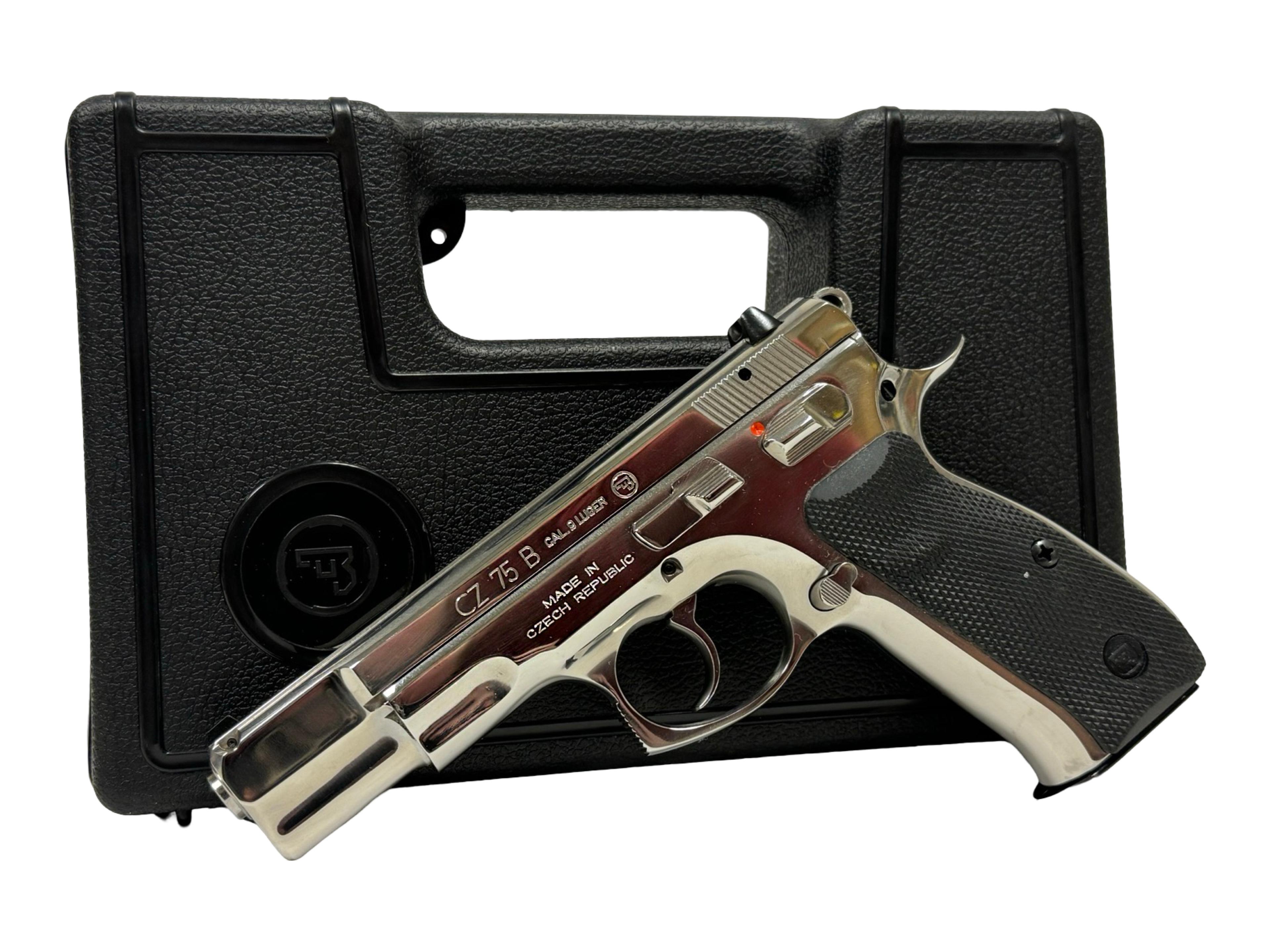 NIB Rare CZ 75 B 9mm LUGER High Polished Stainless Steel Semi-Automatic Pistol with (3) Magazines