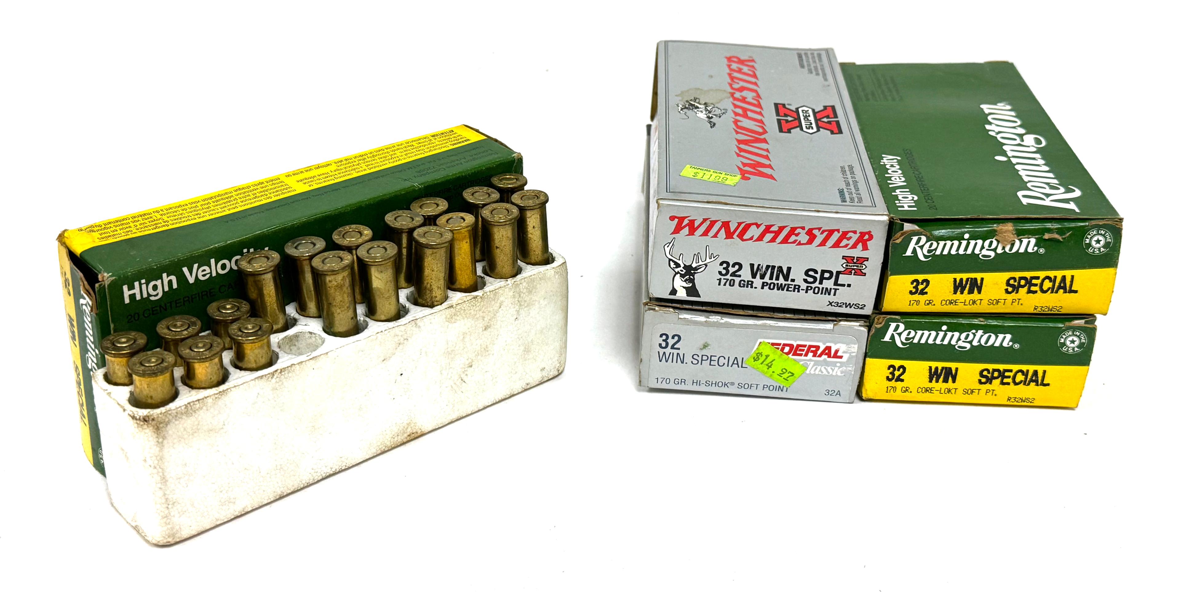 13rds. of Factory .32 WIN. SPECIAL Ammunition and 86 Shot Brass for Reloading 