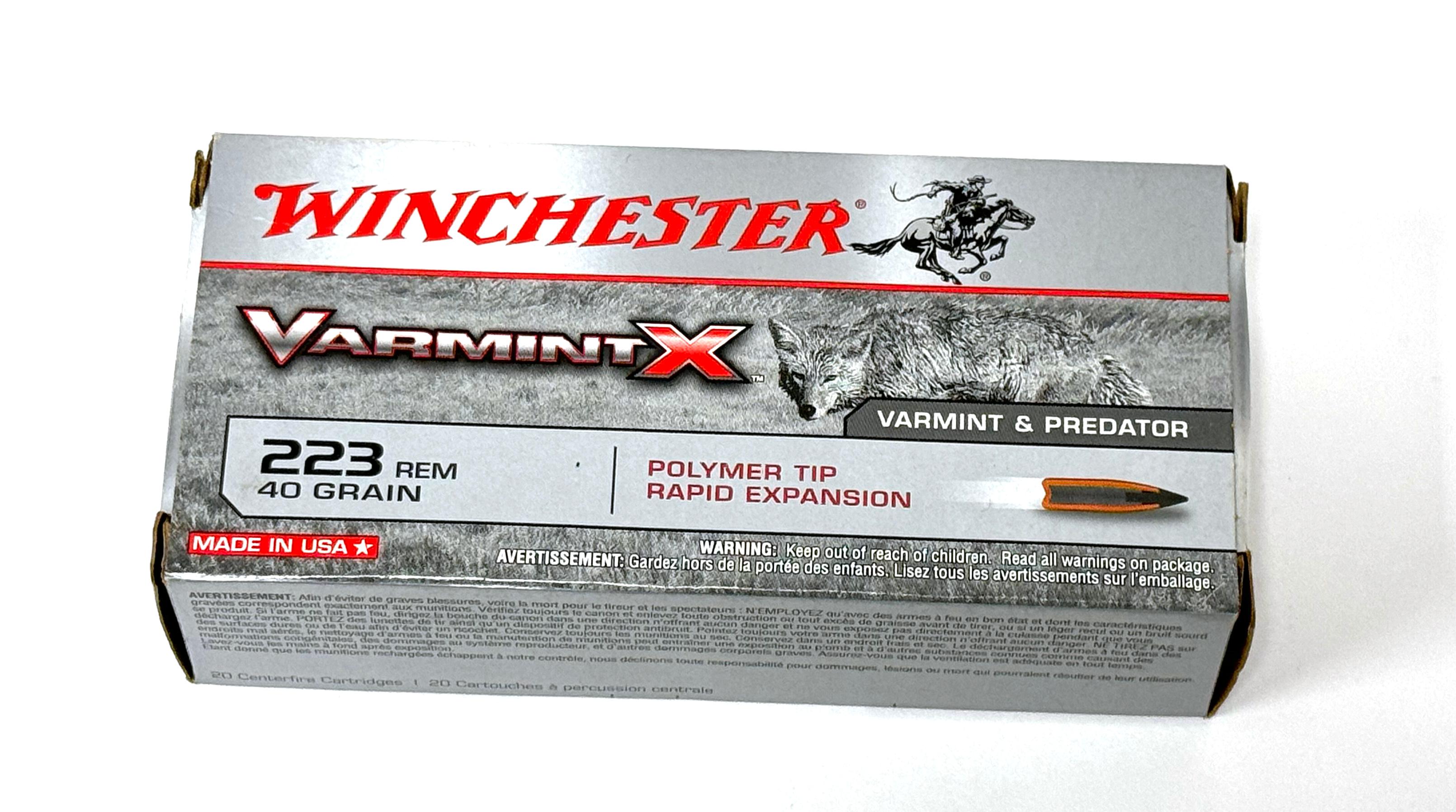 NIB 20rds. Of .223 REM. 40gr. Polymer Tip Rapid Expansion Winchester Varmint X Ammunition