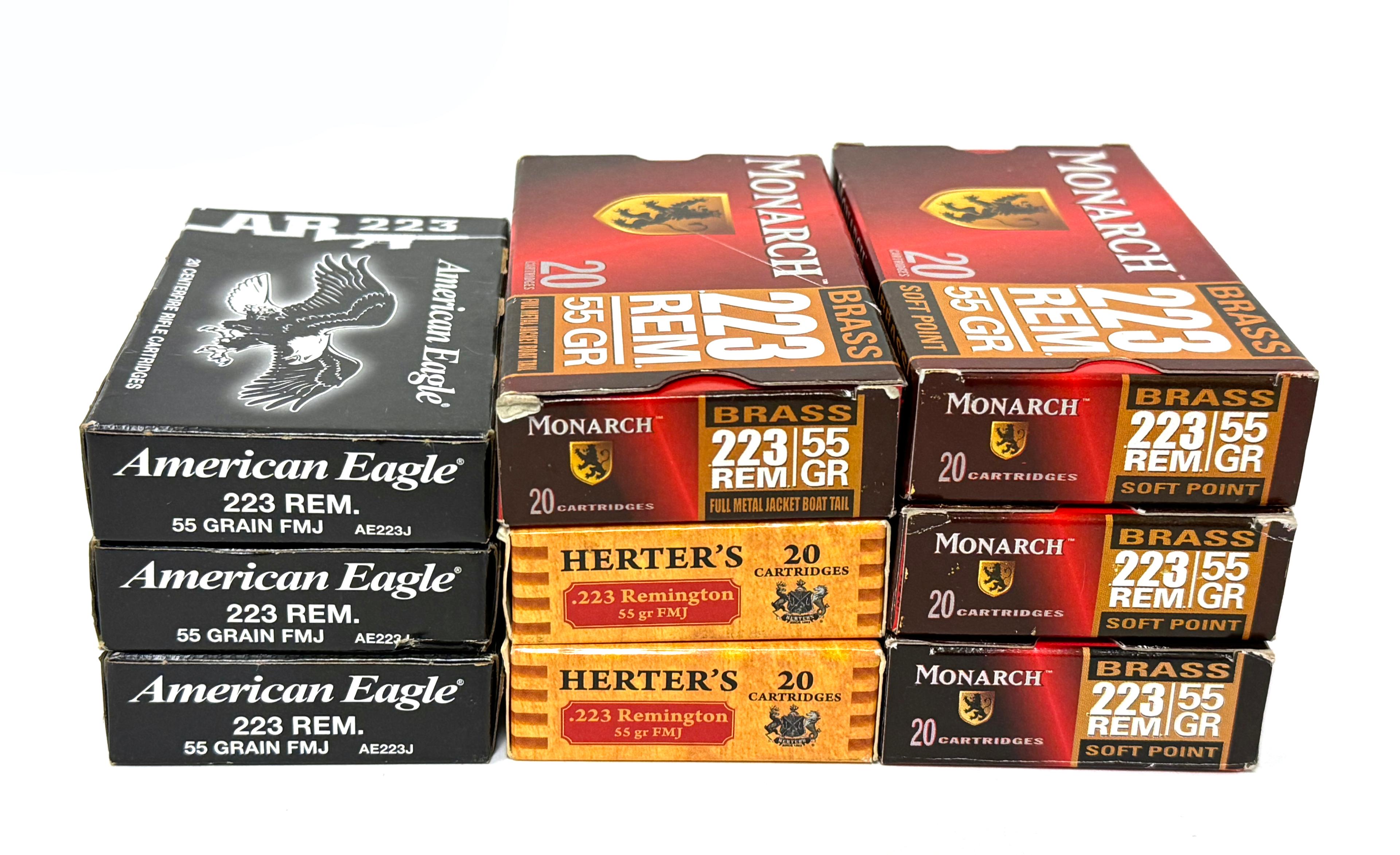 NIB 180rds. Of .223 REM. 55gr. FMJ Brass Ammunition