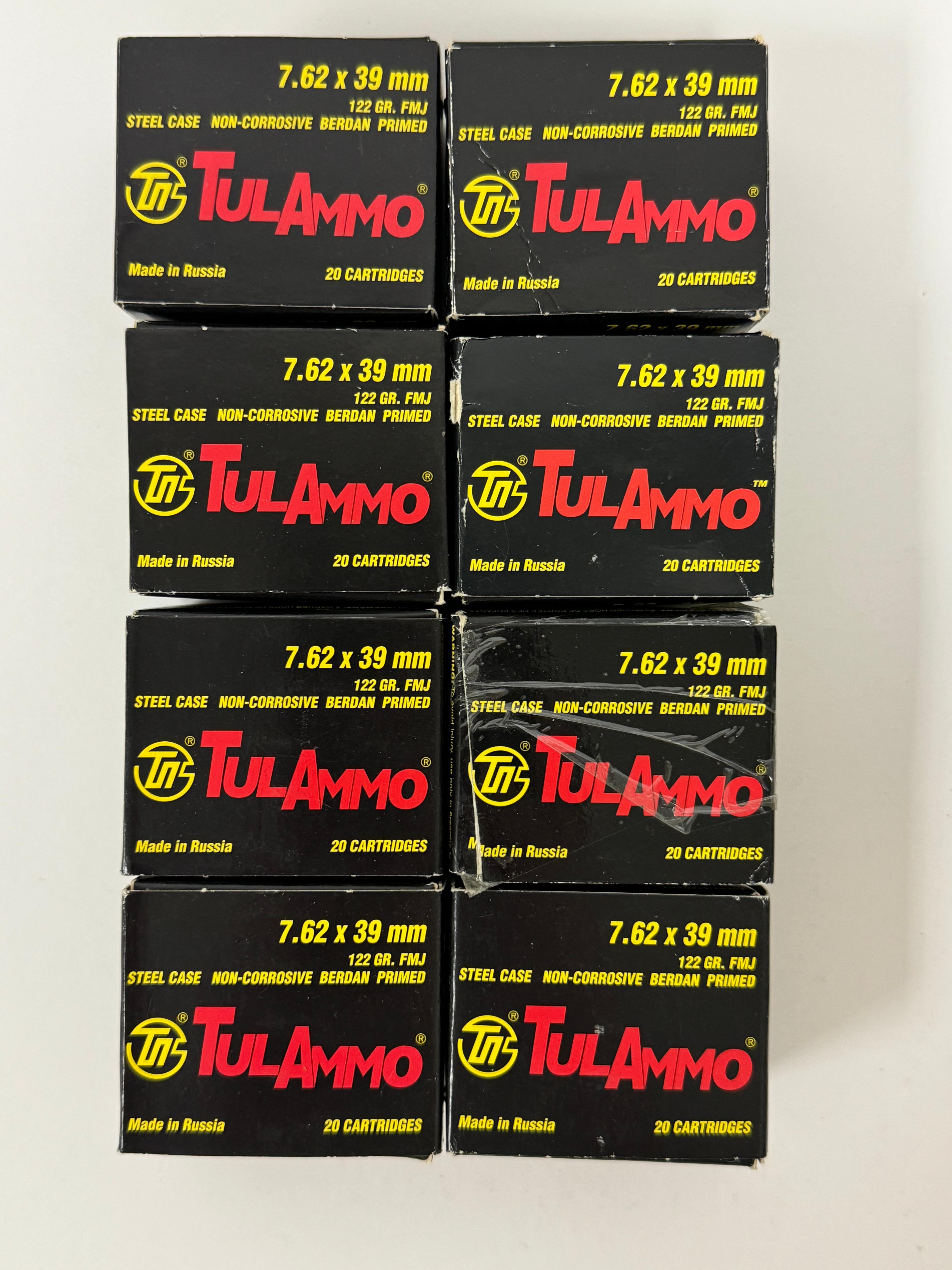 NIB 240rds. Of 7.62x39mm 122gr., 123gr., and 124gr.  FMJ Steel Case Ammunition