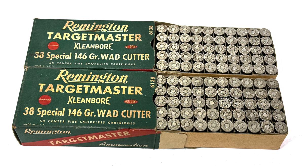 NIB 100rds. Of .38 SPL. 146gr. Wadcutter Remington Targetmaster Kleanbore Ammunition 