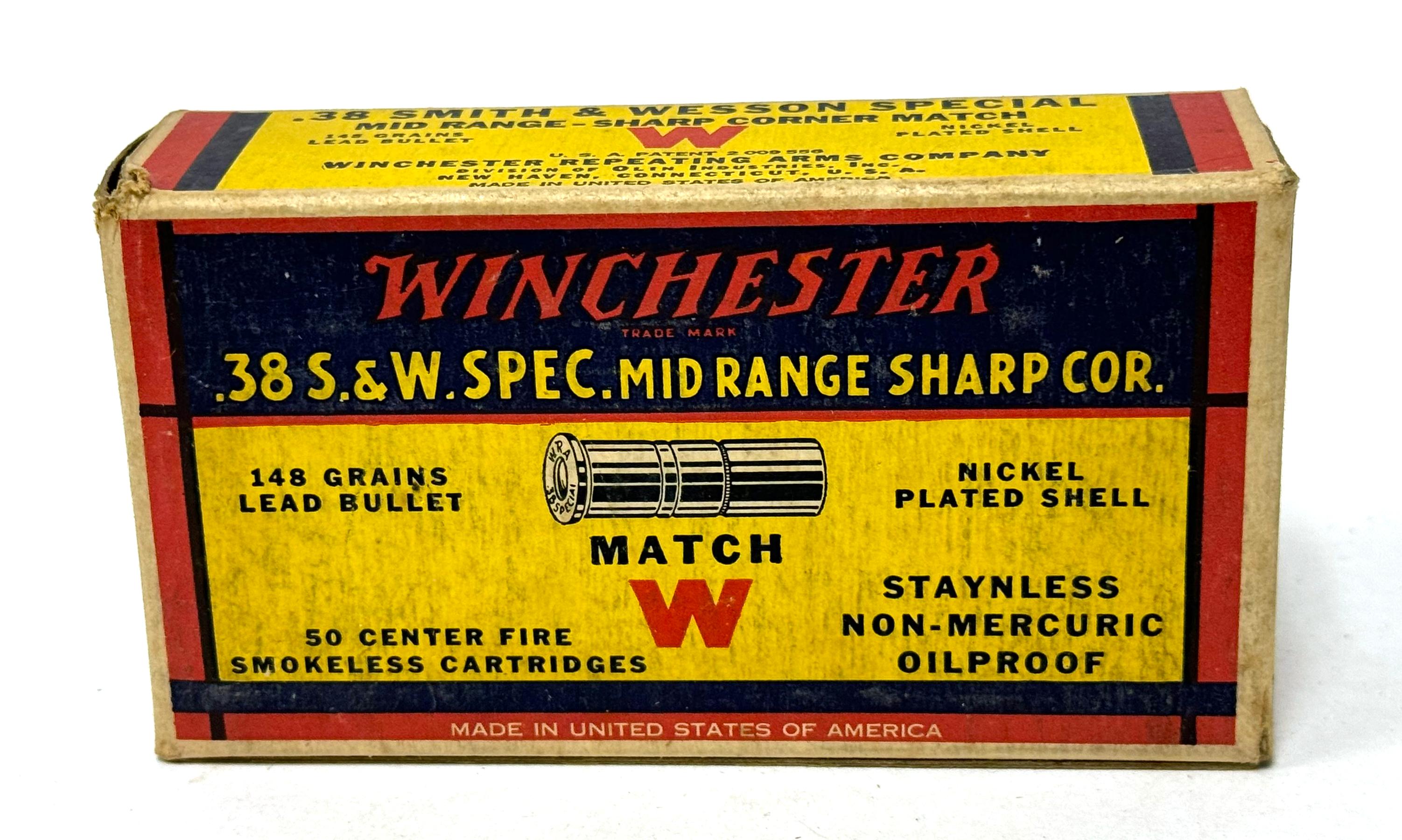 NIB 50rds. Of .38 S&W SPL. Mid-Range Sharp Corner Match 148gr. Winchester Ammunition 