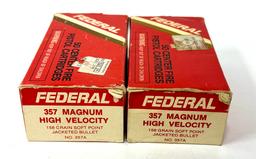 NIB 100rds. Of .357 MAGNUM 158gr. JSP Federal High Velocity Ammunition 