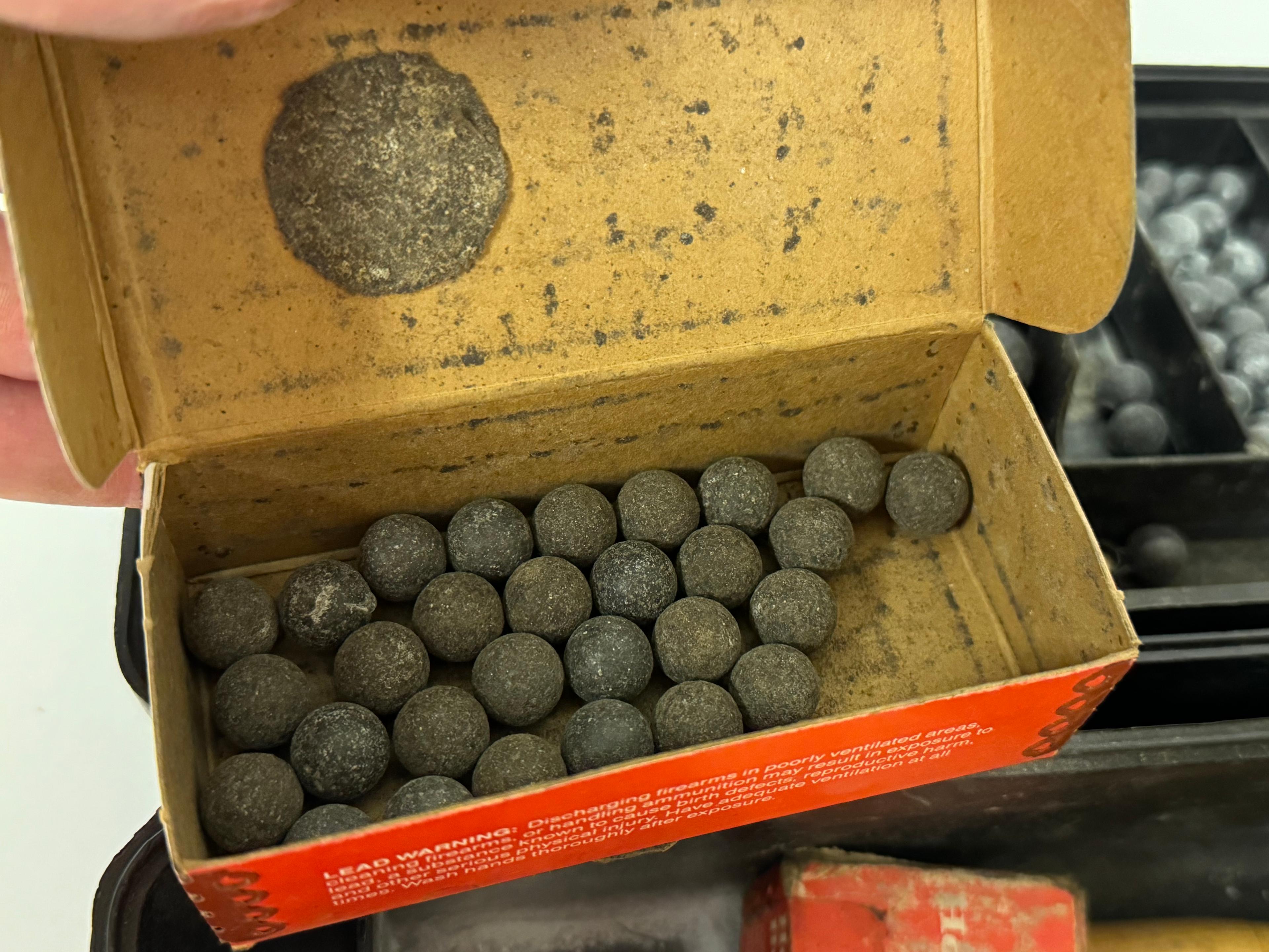 Tackle Box Full of Muzzle Loading Balls and Accessories 
