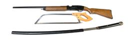 Japanese-Style Katana, Trapmaster 1100 CO2-Powered Shotgun, and Hand Saw *LOCAL PICKUP ONLY*