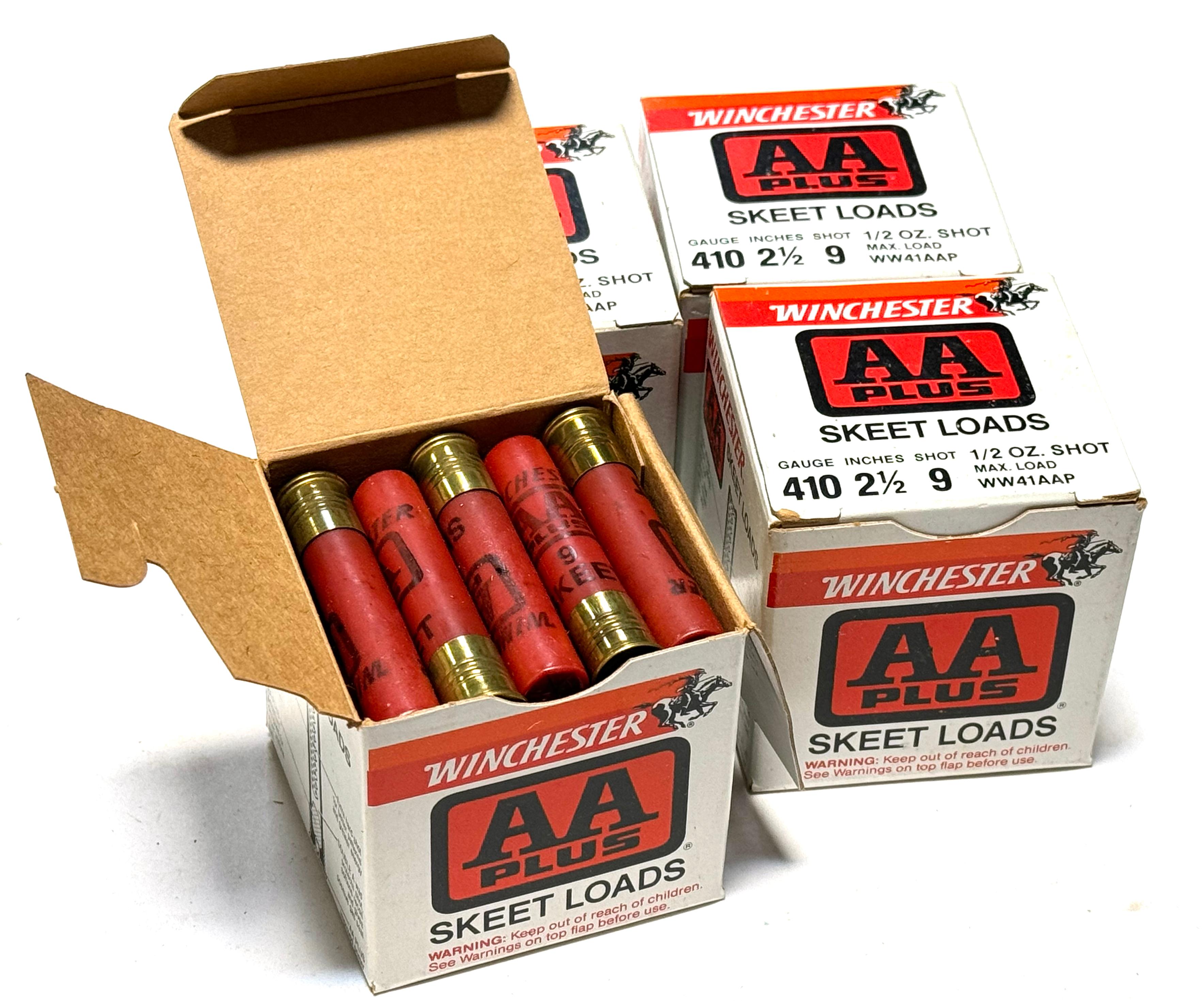 NIB 100 Shotshells of .410 GA. 2.5" Winchester AA Plus Skeet Loads 9 Shot Ammunition