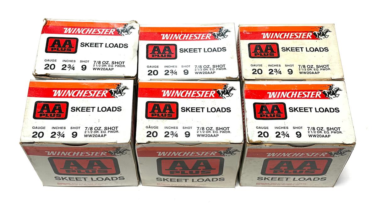 NIB 150 Shotshells of 20 GA. 2-3/4" Winchester AA Plus Skeet Loads 9 Shot Ammunition