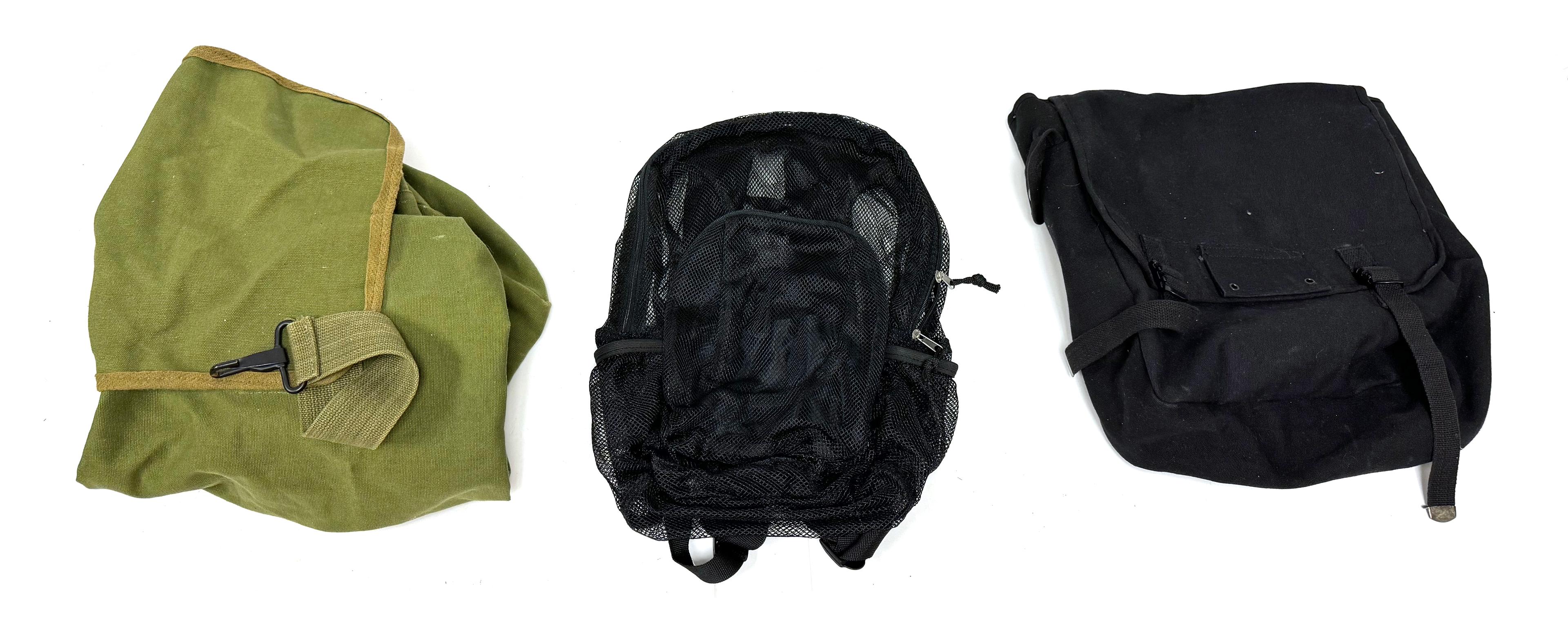 Gun Show Backpack, Carry Bag, and Green Duffel Bag