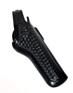 Bianchi #5BHL .38/.357 Smith & Wesson Black Leather Basket Weave Police Holster 