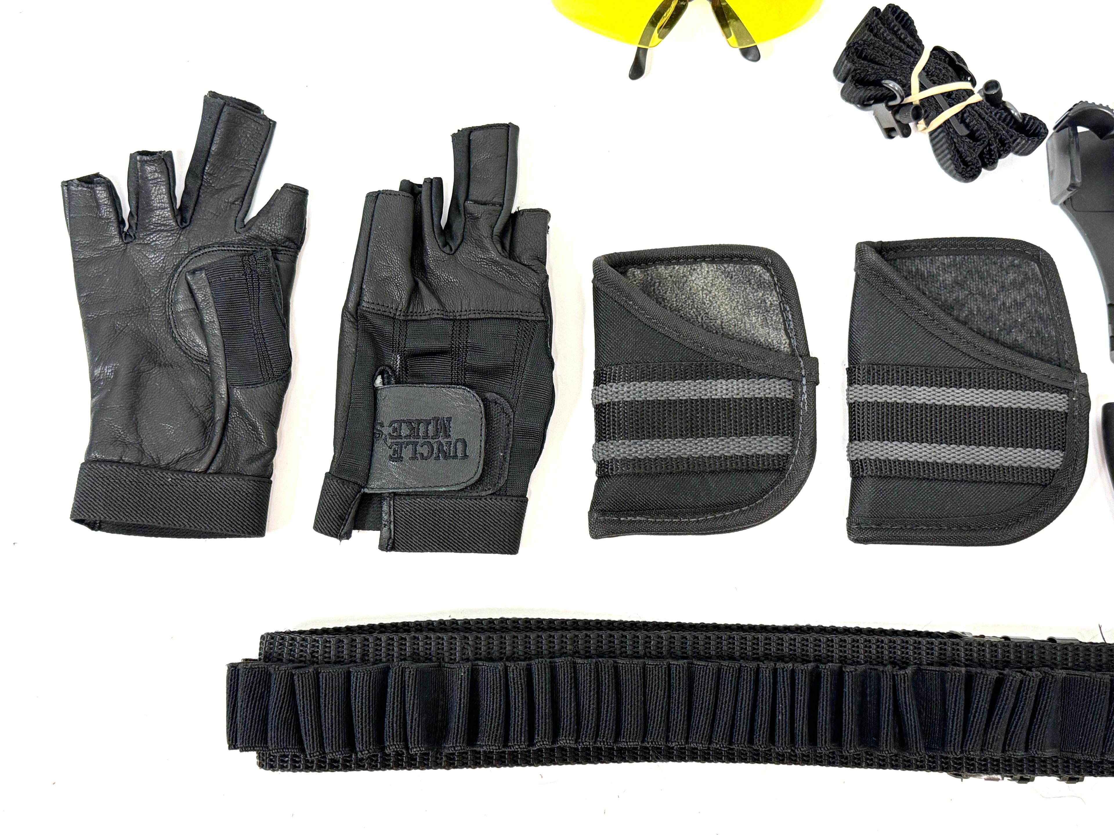 Misc. Shooting Lot - Cartridge Belt, Gloves, Speed Loaders, & More!