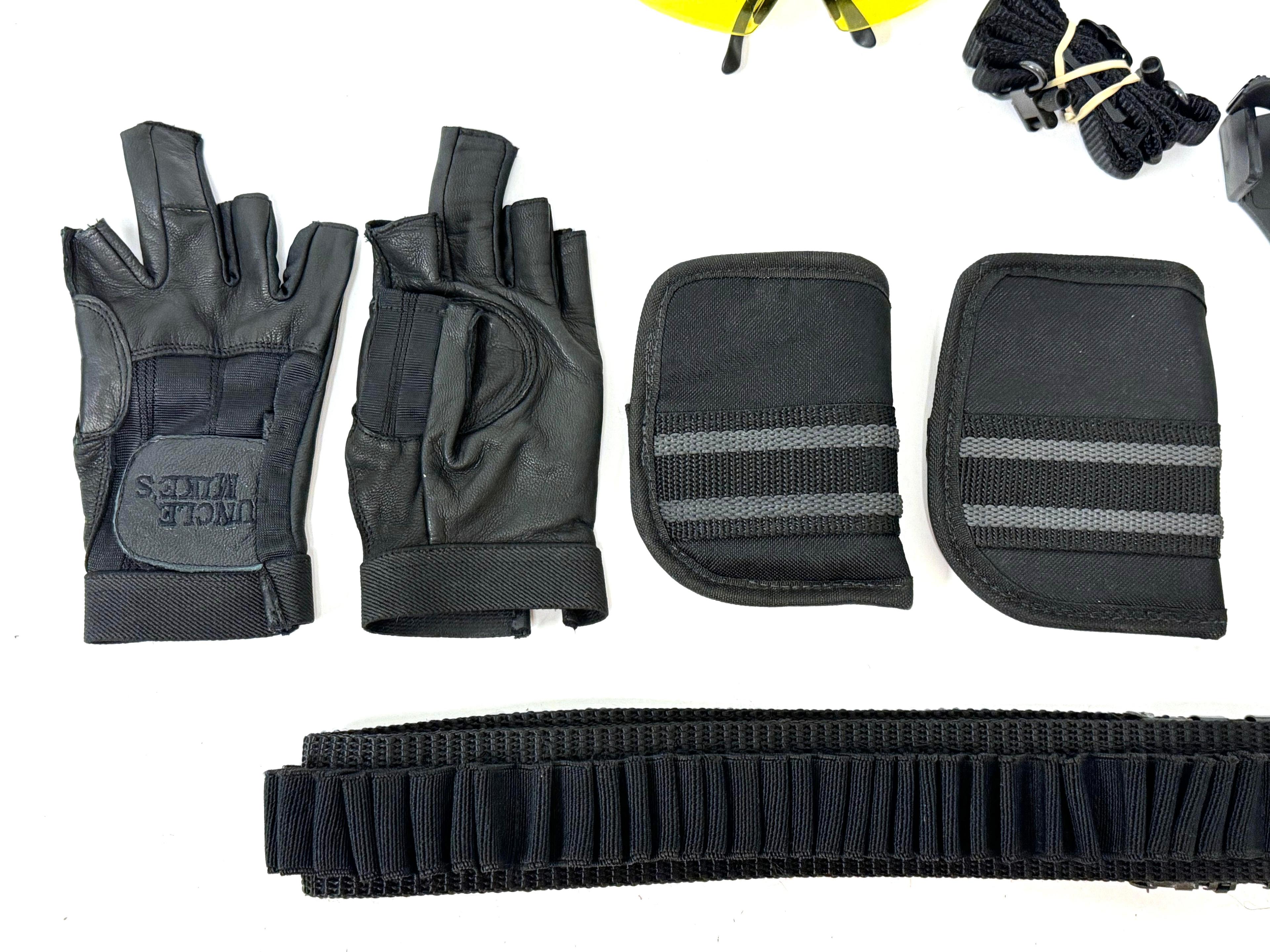 Misc. Shooting Lot - Cartridge Belt, Gloves, Speed Loaders, & More!
