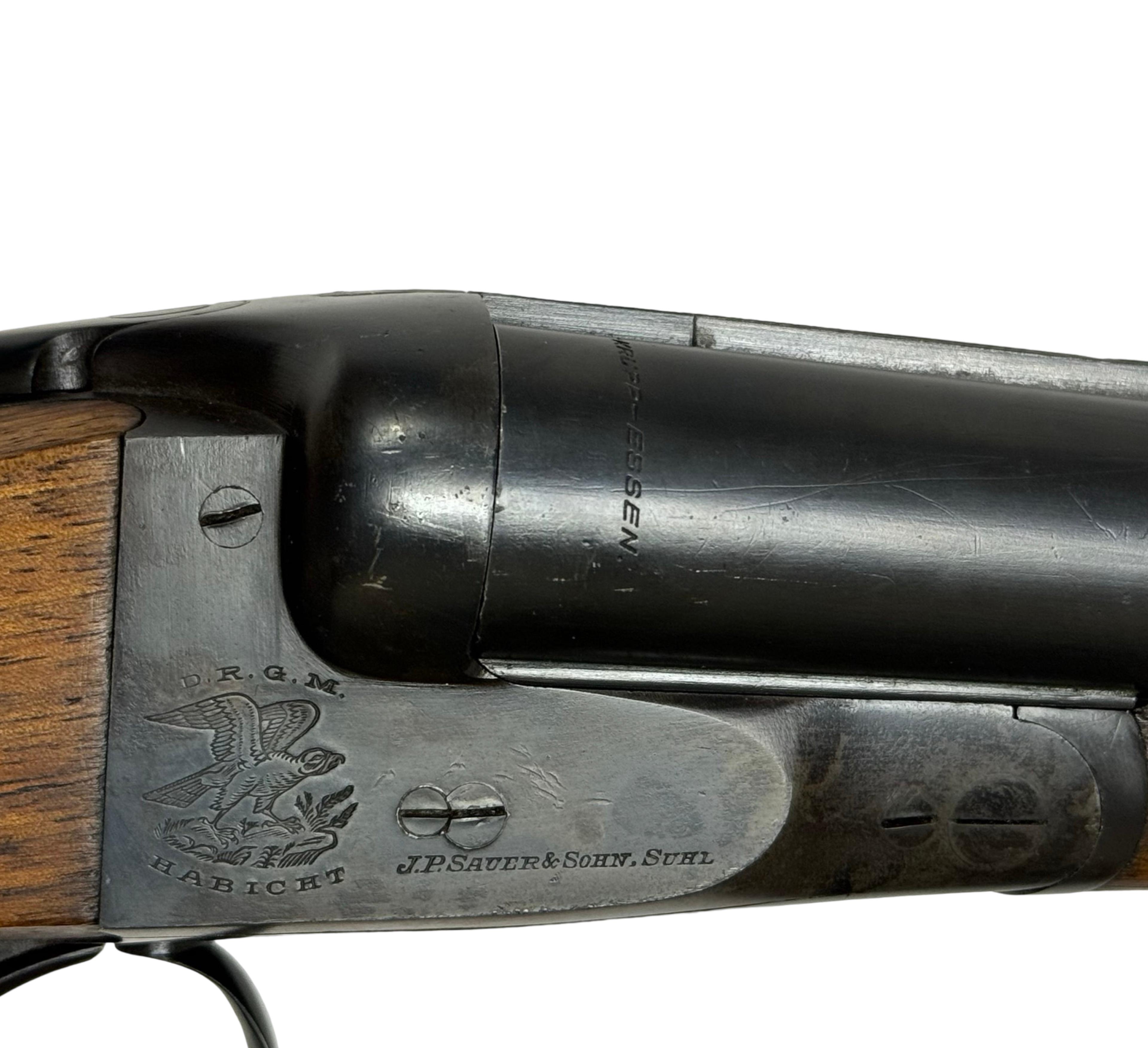 Excellent Pre-War JP Sauer & Sohn DRGM HABICHT SXS 12 GA. Double Barrel Hammerless Boxlock Shotgun
