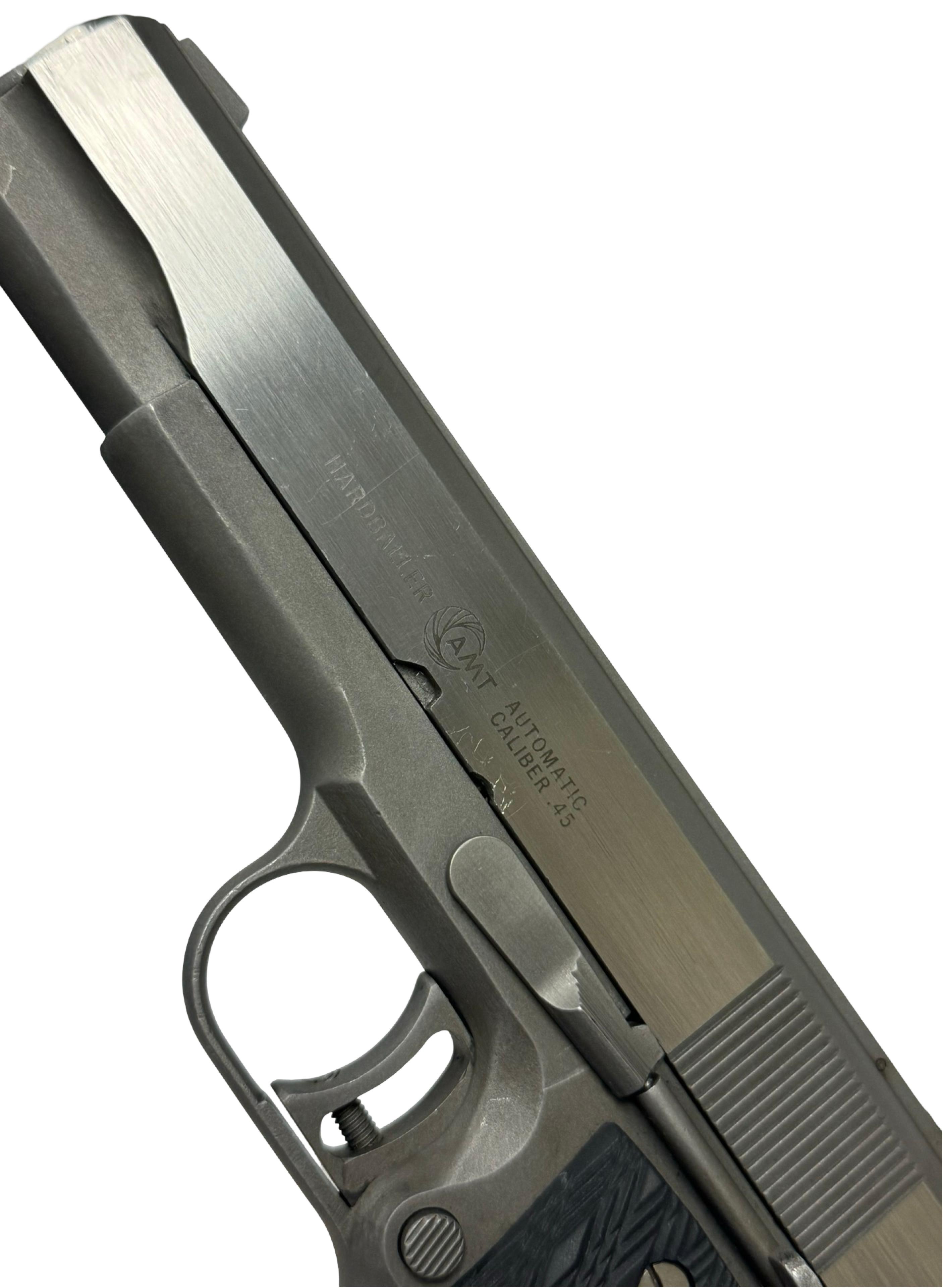 Excellent AMT Hardballer Stainless Steel .45 ACP Semi-Automatic 1911 Pistol with Soft Case