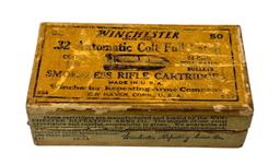 Collectible 47rds. of Winchester .32 AUTO COLT 74gr. Full Patch WRA Co. Orange Label Box Ammo