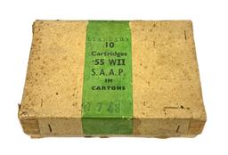 Extremely RARE Original 1943 dated 10rd. Box of .55 WII BOYS CAL. Ammo for BOYS ANTI-TANK Rifle