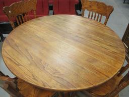 Oak Round Pedestal Table with 4 Chairs