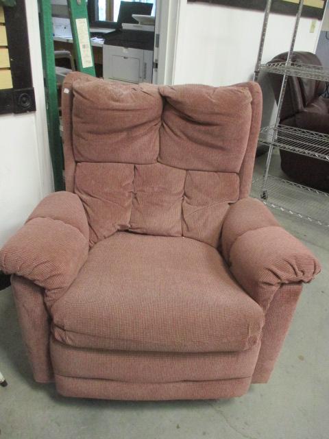 Dusty Rose Plaid Rocker Recliner