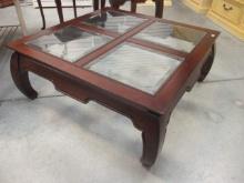 Glass Top Coffee Table with Curved Legs