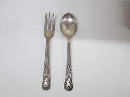 Vintage Siam Sterling Silver Demitasse Spoon and Fork Set in Original Box