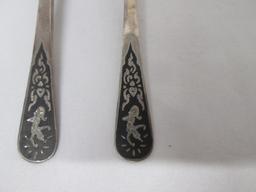 Vintage Siam Sterling Silver Demitasse Spoon and Fork Set in Original Box