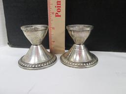 Vintage Weighted Sterling Shakers, Candlestick, Bud Vase, Candleholders and