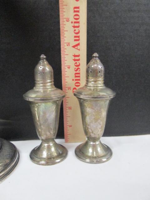 Vintage Weighted Sterling Shakers, Candlestick, Bud Vase, Candleholders and