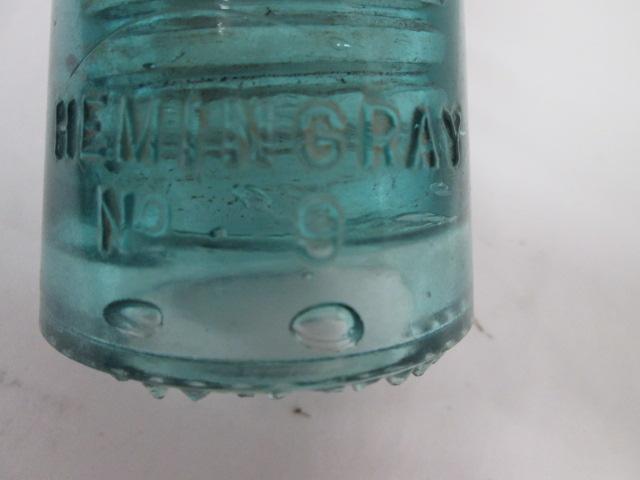 Antique Iron Padlock and Hemingay No. 9 Blue Glass Insulator